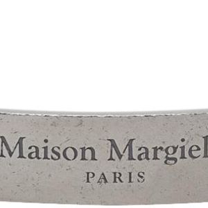 メンズ Maison Margiela ガンメタル ロゴ カフ ブレスレット メタリック