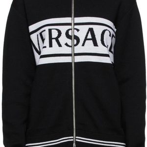 Versace ホワイト ロゴ セーター ブラック