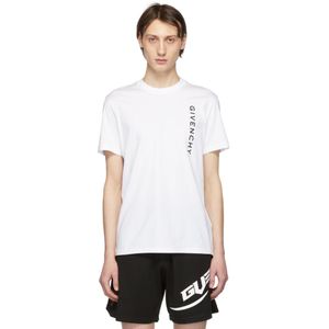 メンズ Givenchy ホワイト バーティカル ロゴ スリムフィット T シャツ
