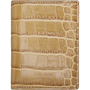 Tom Ford Natural Tan Shiny Croc 'T Line' Folding Card Holder for men