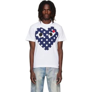 COMME DES GARÇONS PLAY Blue Polka Dot Full Heart T-Shirt for men