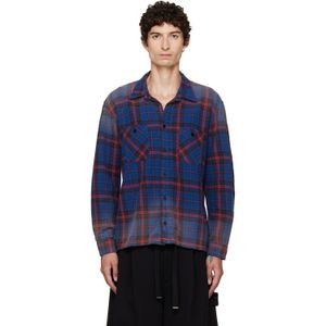 Les Tien Blue Flannel Classic Button Up Shirt for men