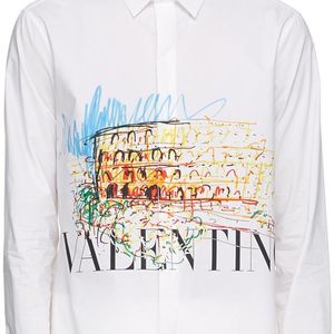 メンズ Valentino ホワイト Roman Sketches シャツ