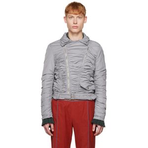 OPEN YY Grey Ssense Exclusive Ruched Bomber Jacket for men