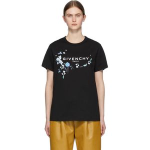 Givenchy ブラック フローラル ロゴ T シャツ