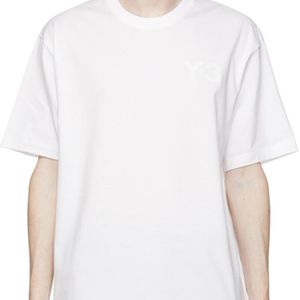 メンズ Y-3 ホワイト ロゴ T シャツ