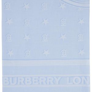 Burberry ブルー シルク モノグラム スカーフ