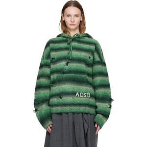ANDERSSON BELL Green Gradient Distressed Hoodie