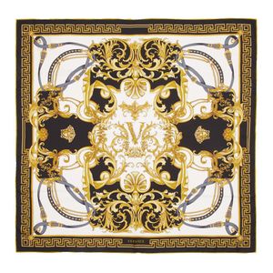 Versace ブラック シルク Barocco スカーフ
