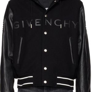 Givenchy Black Logo Hooded Wool-Blend Varsity Jacket for men