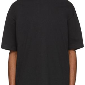 メンズ Balenciaga ブラック ロゴ タブ レギュラー T シャツ