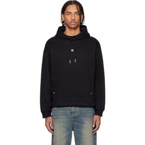 HUGO Black Relaxed Fit Stacked-Logo Hoodie for men