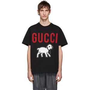 メンズ Gucci ブラック オーバーサイズ ラム T シャツ