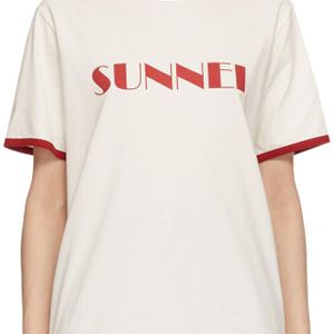 Sunnei ホワイトレッド ロゴ T シャツ