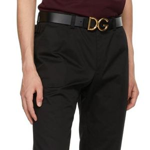 メンズ Dolce & Gabbana Dolcegabbana Dg ロゴ レザー ベルト ブラック