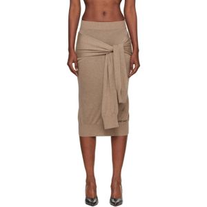 MARINE SERRE Natural Hybrid Knit Wrapped Midi Skirt