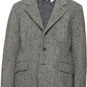 Drake's Grey Herringbone Harris Tweed Games Mk. Vii Blazer for men
