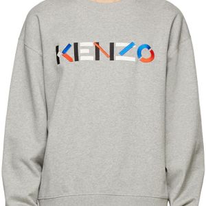メンズ KENZO グレー オーバーサイズ ロゴ スウェットシャツ