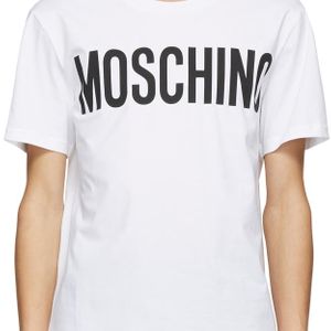メンズ Moschino ホワイト ロゴ T シャツ