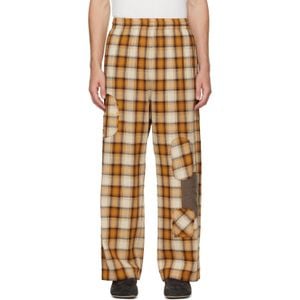 we11done Natural Repaired Check Trousers for men