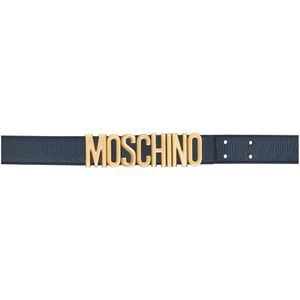 メンズ Moschino ブルー And ゴールド ロゴ ベルト
