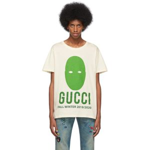 メンズ Gucci オフホワイト オーバーサイズ マニフェスト T シャツ グリーン