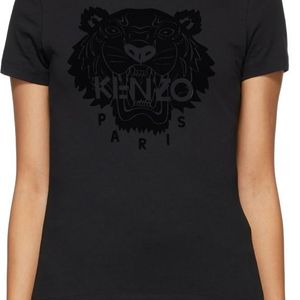 KENZO ブラック Tiger Flock T シャツ