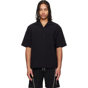 HUGO Black Oversized-Fit Stretch Cotton Seersucker Shirt for men