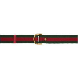 Gucci Red And Green Web D-ring Belt