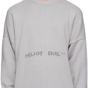 メンズ HELIOT EMIL グレー オーバーサイズ ロゴ セーター
