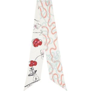 Vivienne Westwood White Flower & Orb Twilly Scarf for men