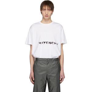 メンズ Givenchy ホワイト グラフィティ ロゴ T シャツ