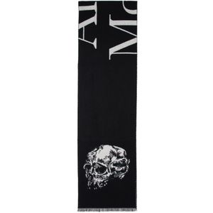 Foulard surdimensionne noir et ivoire Logo Skull Alexander McQueen pour homme