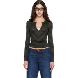 Rag & Bone Black 'The Knit Stripe' Henley