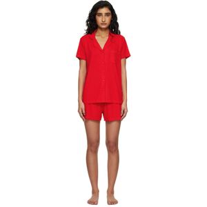 Skims Red Soft Lounge Short Sleep Pyjama Set