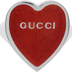 Gucci シルバーレッド Heart リング メタリック