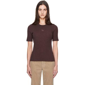 Maison Kitsuné Brown Ribbed Baby Fox Fitted T-Shirt