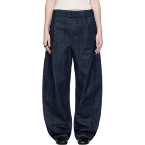 Lemaire Blue Twisted Belted Jeans