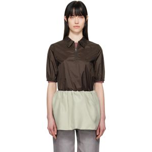 Amomento Black Sheer Half Zip-Up Polo