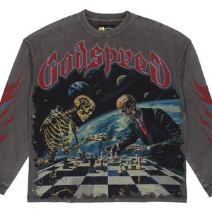 GODSPEED NEW YORK Black Checkmate Long-Sleeve T-Shirt Wash" Gs239" for men
