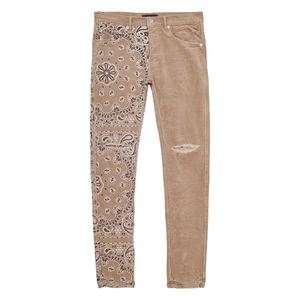 Purple Brand Black Corduroy Bandana Print Jeans P001 Cbpo222" for men
