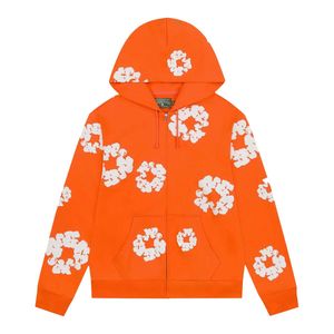 DENIM TEARS Orange Cotton Wreath Zip Hoodie Dt452" for men