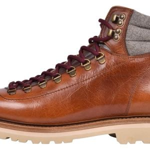Brunello Cucinelli Brown Leather Two Tone Hiking Boots "Cognac" Brun2272" for men