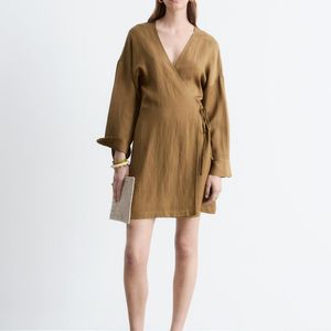 & Other Stories Natural Mini Wrap Dress