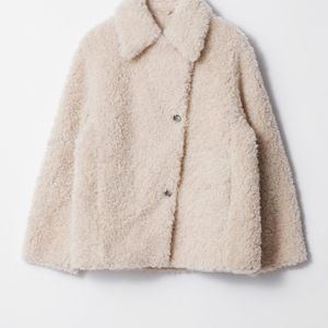& Other Stories Natural Wool-Blend Faux-Fur Jacket