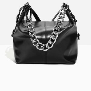 & Other Stories Black Chunky Chain Leather Duffle