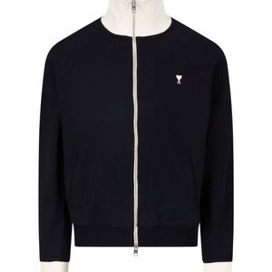 AMI Black Zip Hoodie De Cœur" for men
