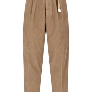 White Sand Natural Corduroy Belted Trousers for men