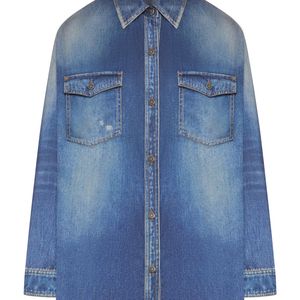 Golden Goose Deluxe Brand Blue Deluxe Brand Oversized Shirt With Denim Print
