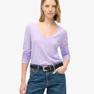 Superdry Purple & Co Long Sleeve V Neck Jersey Top